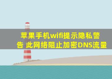 苹果手机wifi提示隐私警告 此网络阻止加密DNS流量